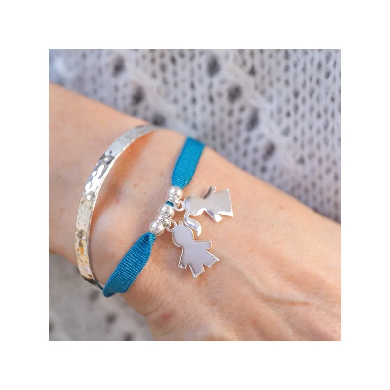 Bracelet figurine garçon ou fille 1.5cm, existe en Argent et Plaqué Or 