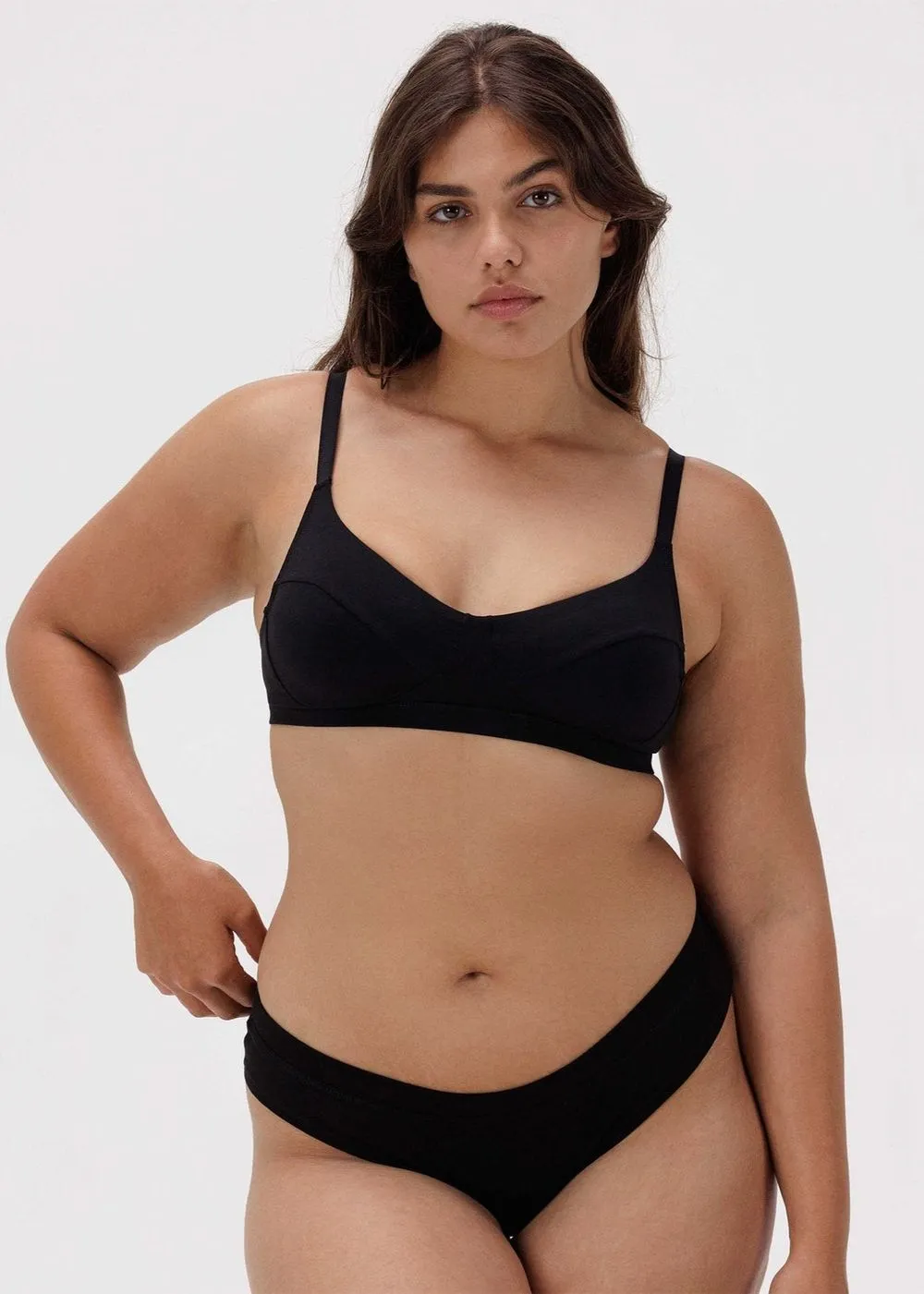 Brassière en coton bio | noir "core classic bra black" femme