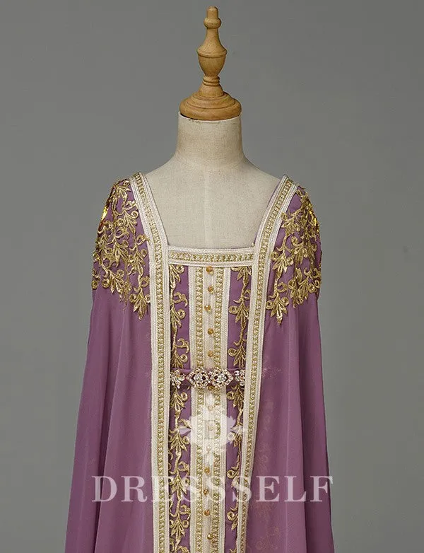 Caftan Fille Mousseline Violet