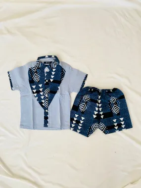 Chemise en Wax - short assorti - Garçon