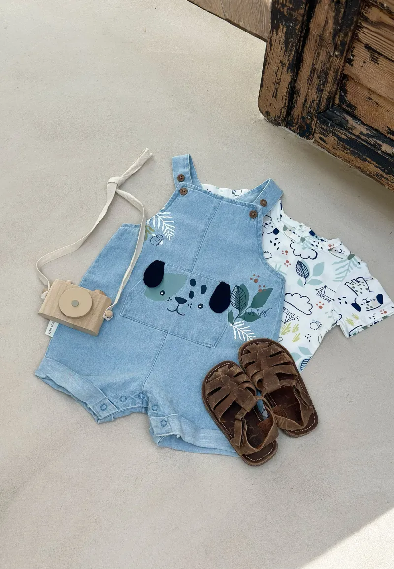 Ensemble salopette bébé en jean et t-shirt Elliot - PETIT BEGUIN