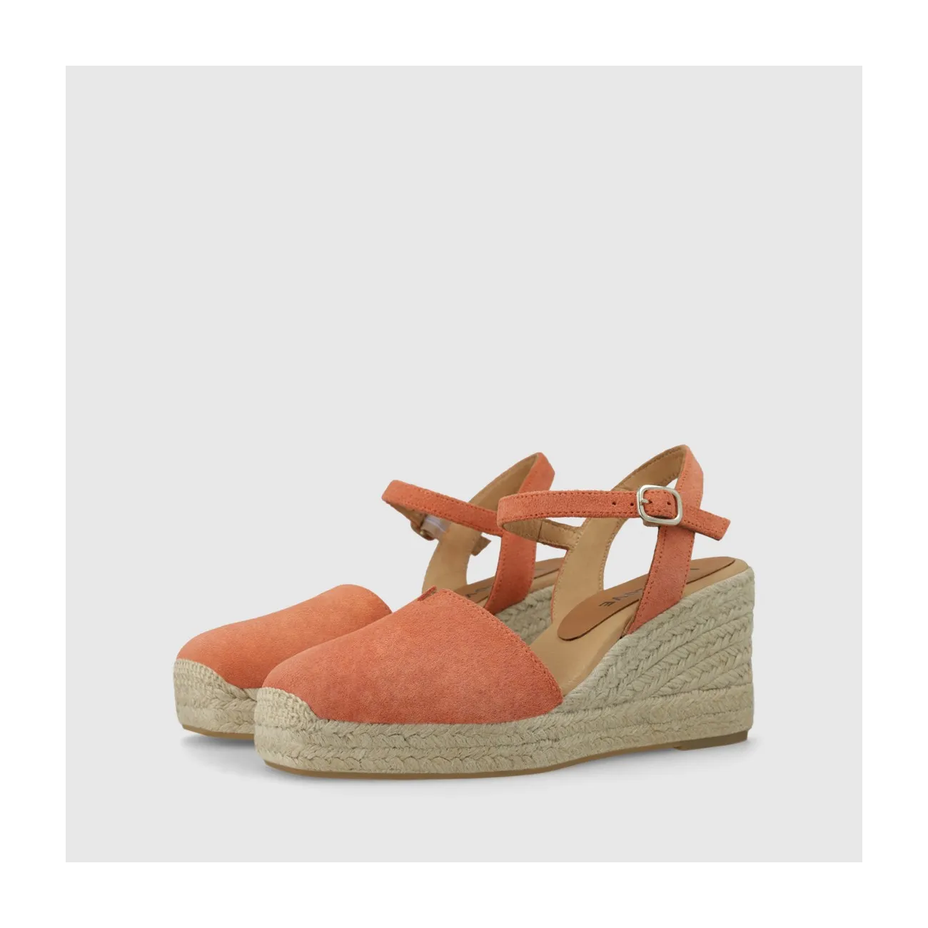Espadrille pour femme en croûte de cuir corail.I LODI Chaussures pour femme online.
