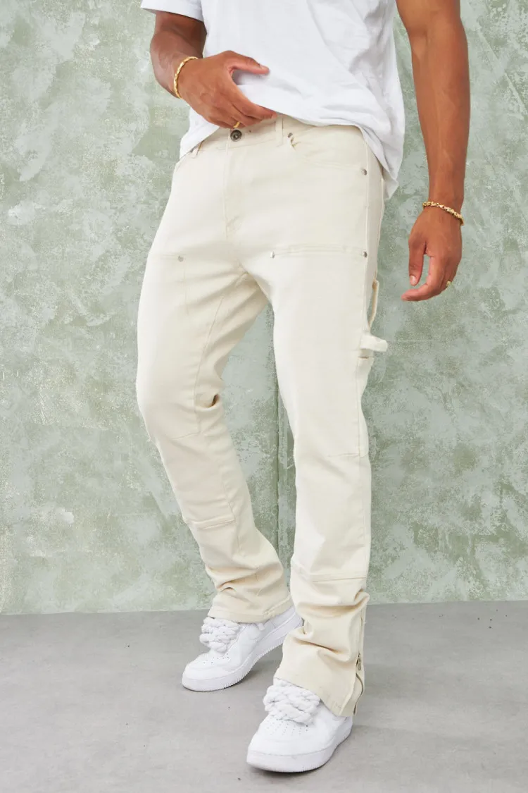Jean beige à empiècement