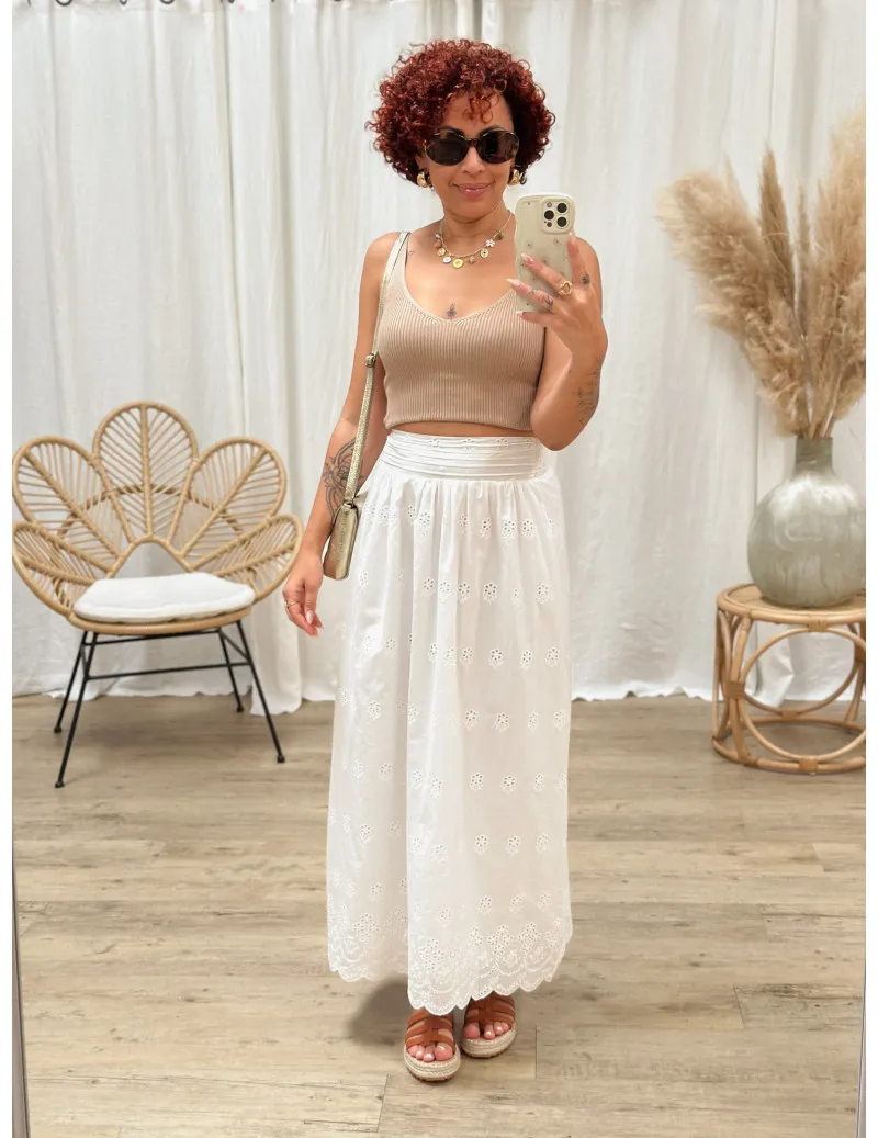 Jupe longue broderie anglaise - Clémence