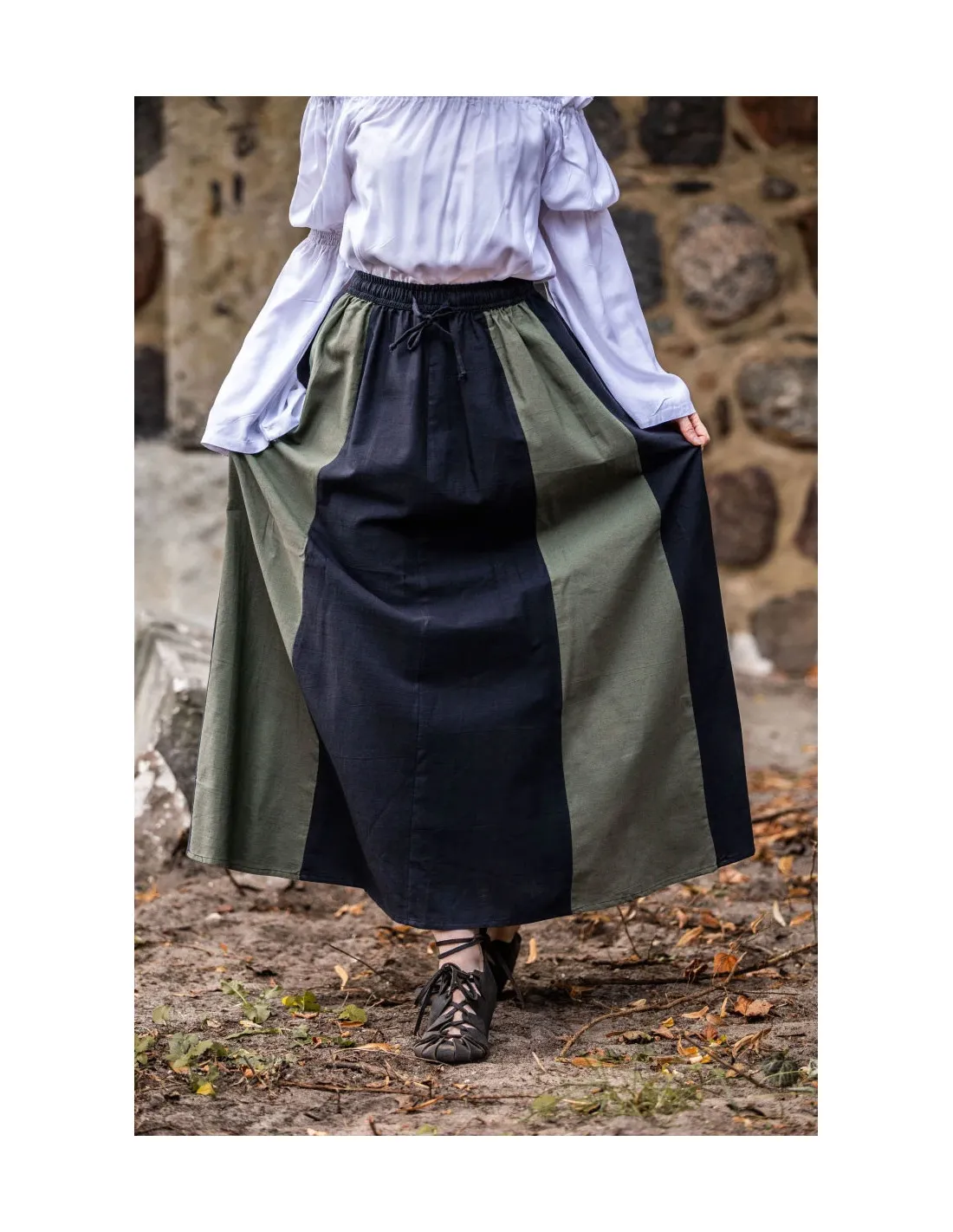 Jupe médiévale modèle Diana, noir-vert ⚔️ Boutique Épées