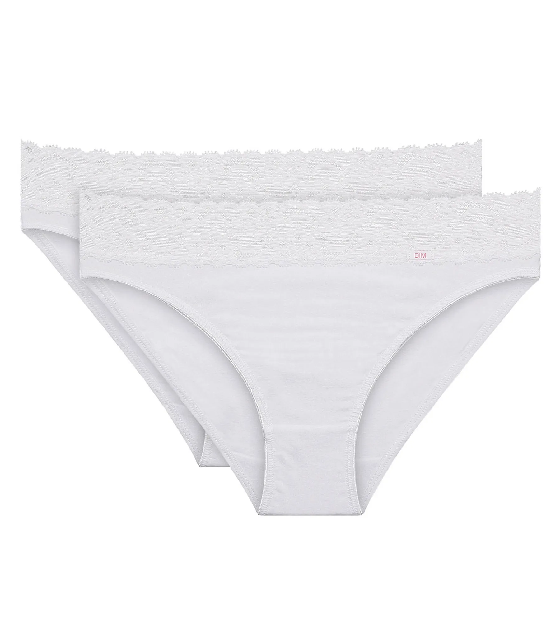 Lot de 2 slips blancs Coton Plus Féminine forme midi