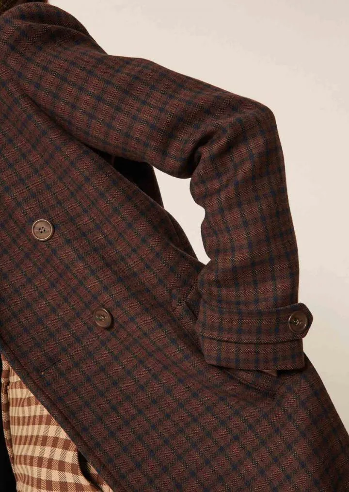 Manteaux & Vestes TARA JARMON Femme | Manteau Majestueux marron à carreaux en laine