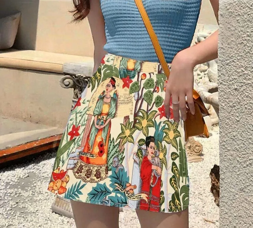 Mini Jupe Vintage  Frida Tropical