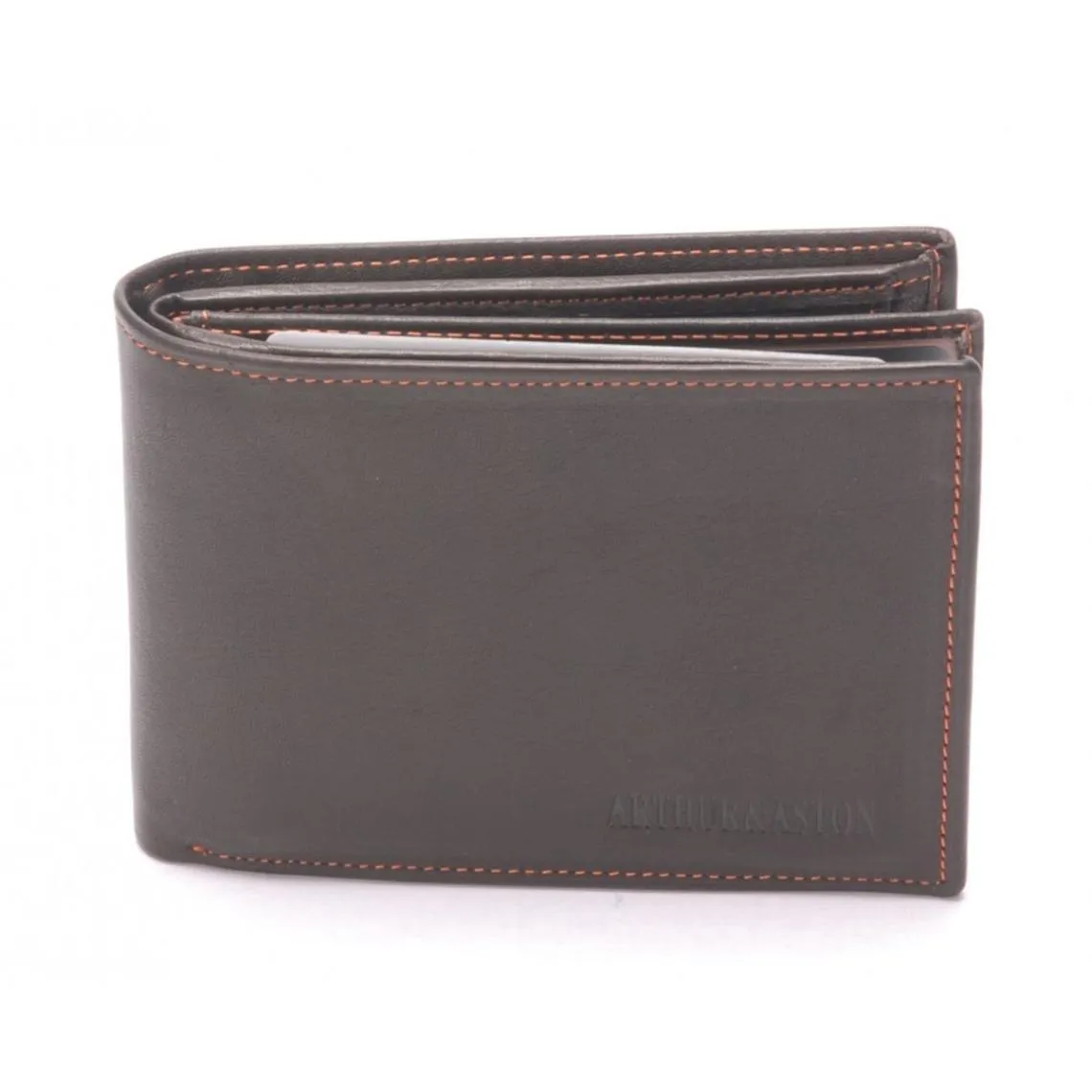 PORTEFEUILLE CUIR 3 VOLETS – Surpiqûres Orange chataigne Arthur & Aston - Portefeuille & Porte cartes Homme sur MenC
