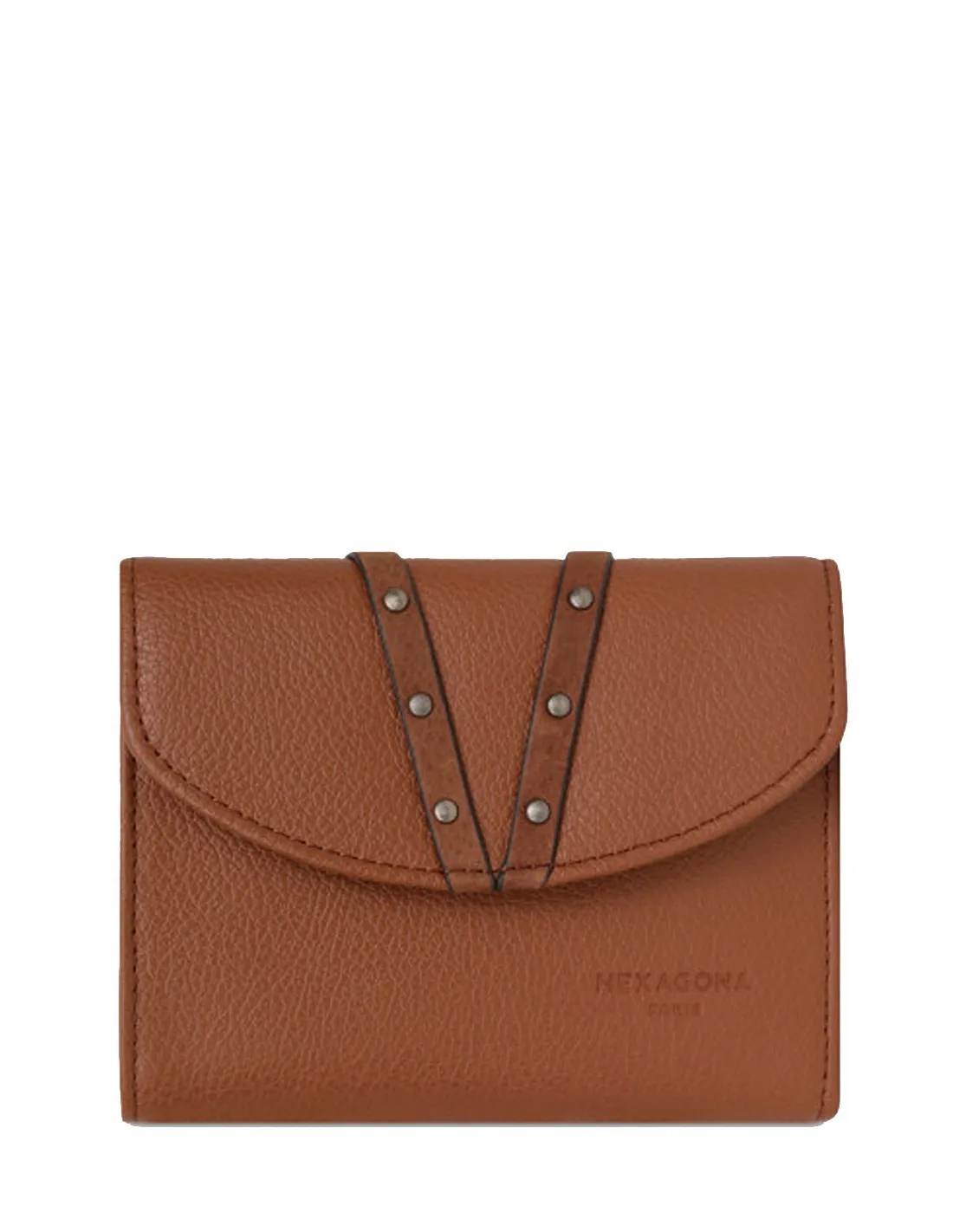 Portefeuille Hexagona cuir ref_48638 Caramel 12*9.5*3