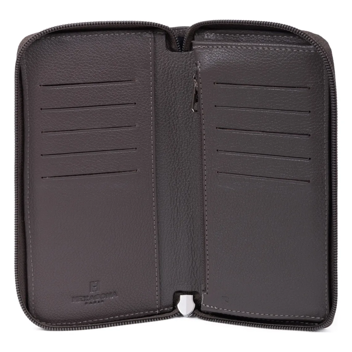 Portefeuille long Stop RFID Cuir DUO Taupe Hexagona - Portefeuille & Porte cartes Homme sur MenCorner