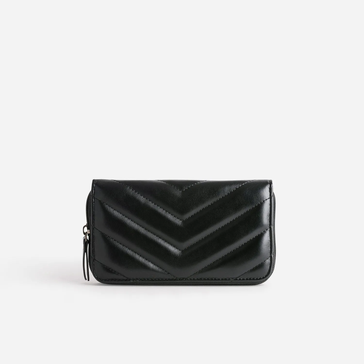 Portefeuille TEXTO noir matelassé chevrons - Eram Maroquinerie | ERAM