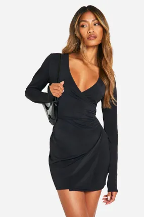 Robe portefeuille courte premium soyeux