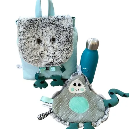 Sac maternelle garçon vert menthe personnalisé