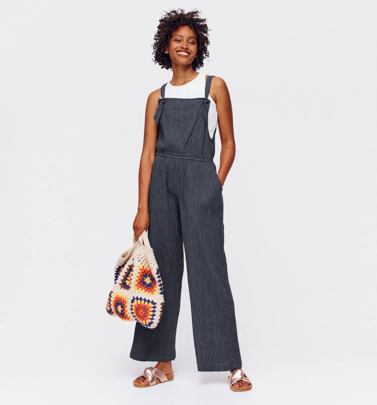 Salopette en coton Femme - Imprimé noir