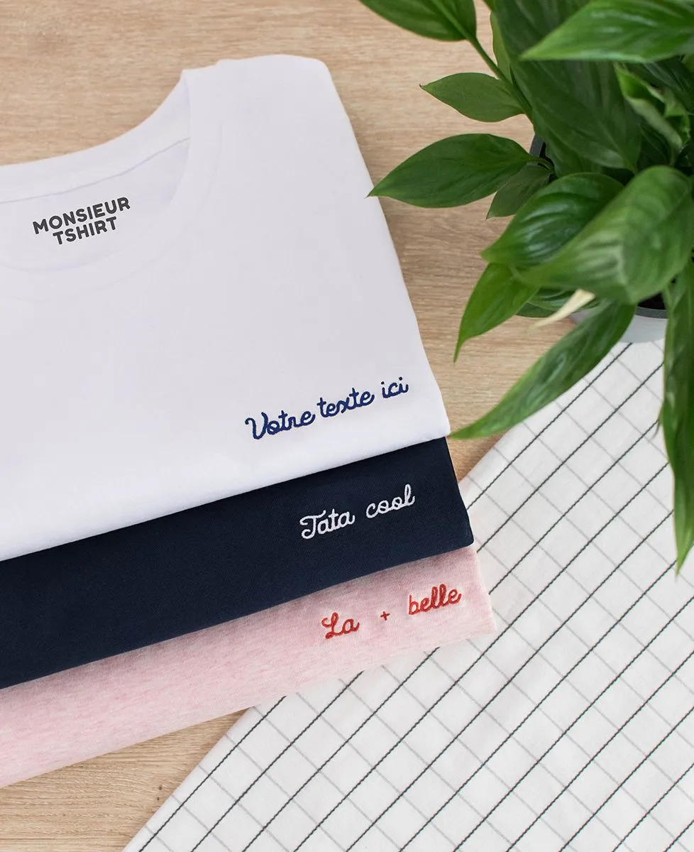 T-Shirt femme Texte brodé personnalisé