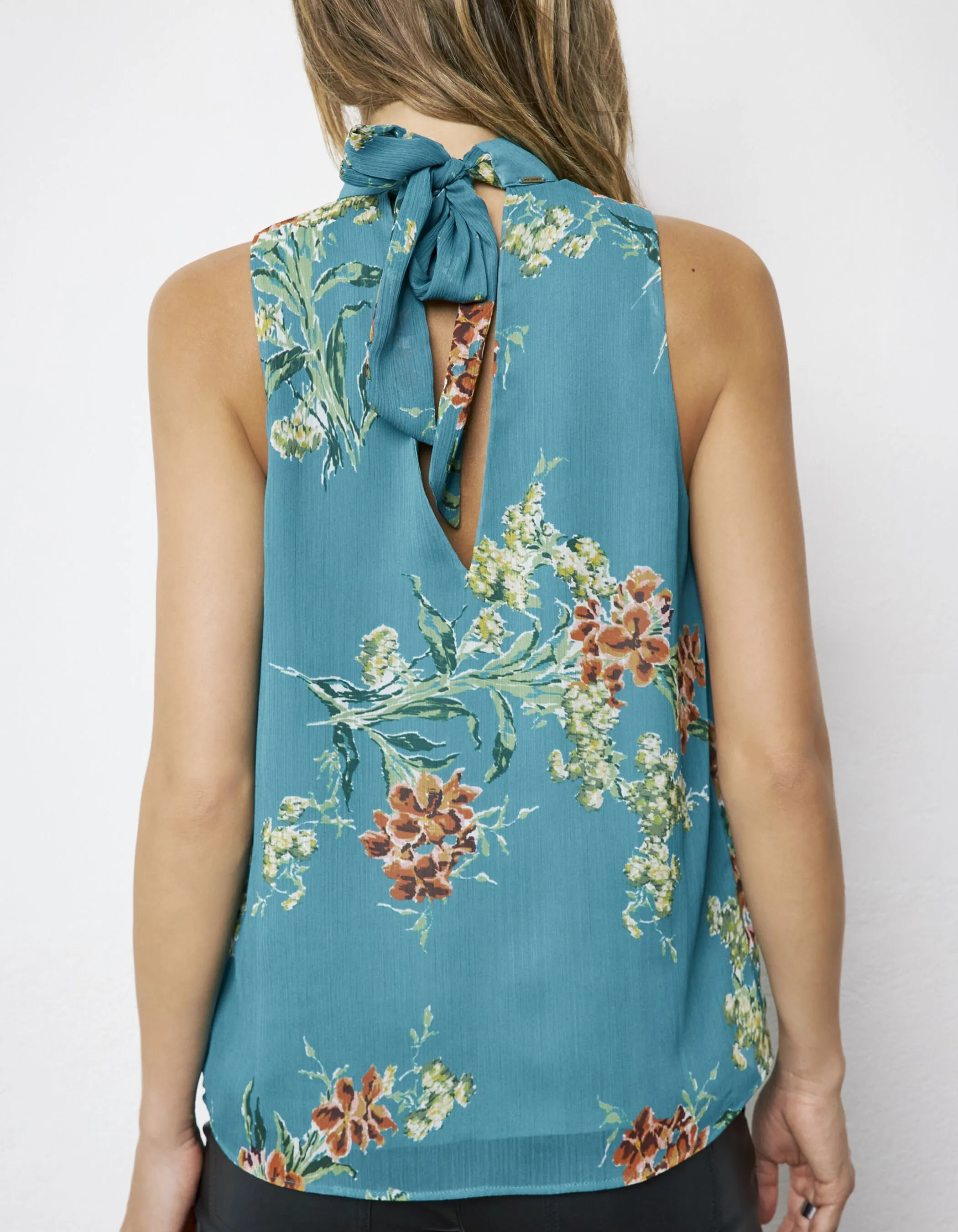 Top loose voile recyclé imprimé bouquet de fleurs femme